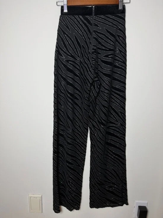 Forever 21 Women's Sheer Sequin Zebra Flare Pants glitter XS Night out sexy - Picture 3 of 5